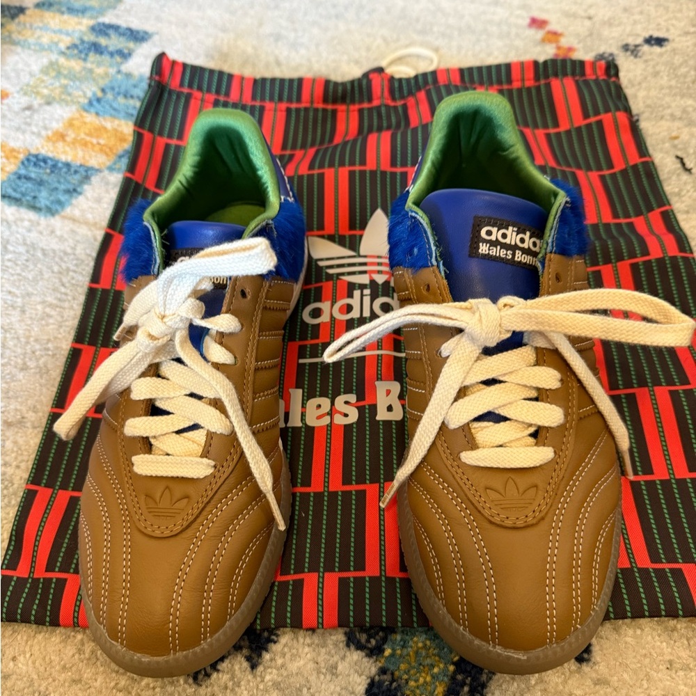 Adidas Wales Bonner Brown Sneakers with Blue and Green Accents
